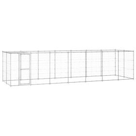 Outdoor Dog Kennel Galvanized Steel with Roof 182.3 ft¬≤