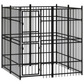 Outdoor Dog Kennel Steel 39.7 ft¬≤ (Color: Black)