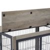 Furniture Style Dog Crate Side Table on Wheels with Double Doors and Lift Top